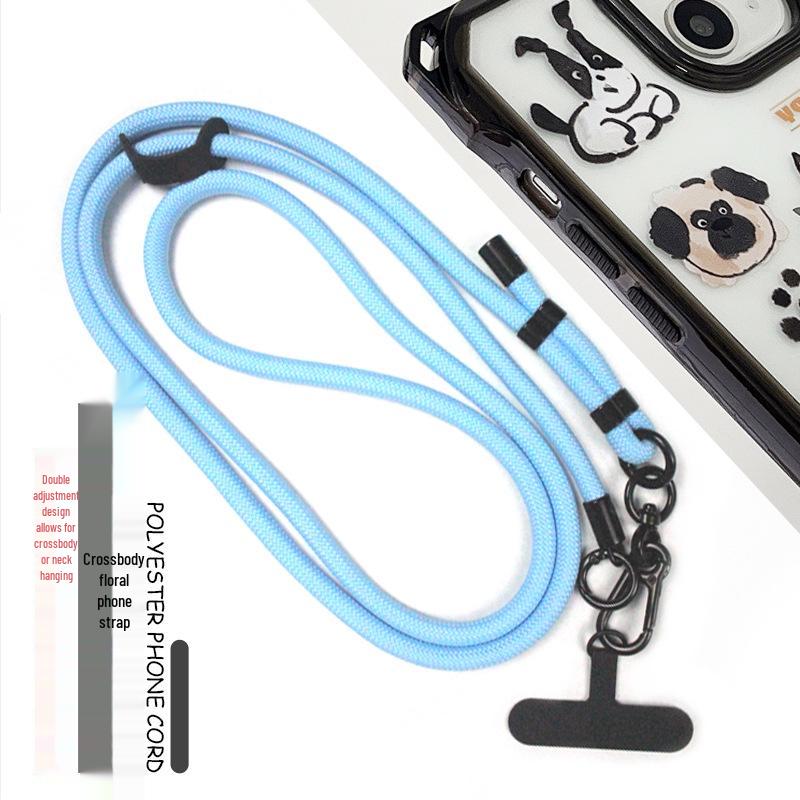 Trendy Blue Crossbody Phone Lanyard with Adjustable Single-Side Release - Anti-Lost and Stylish Hands-Free Accessory.