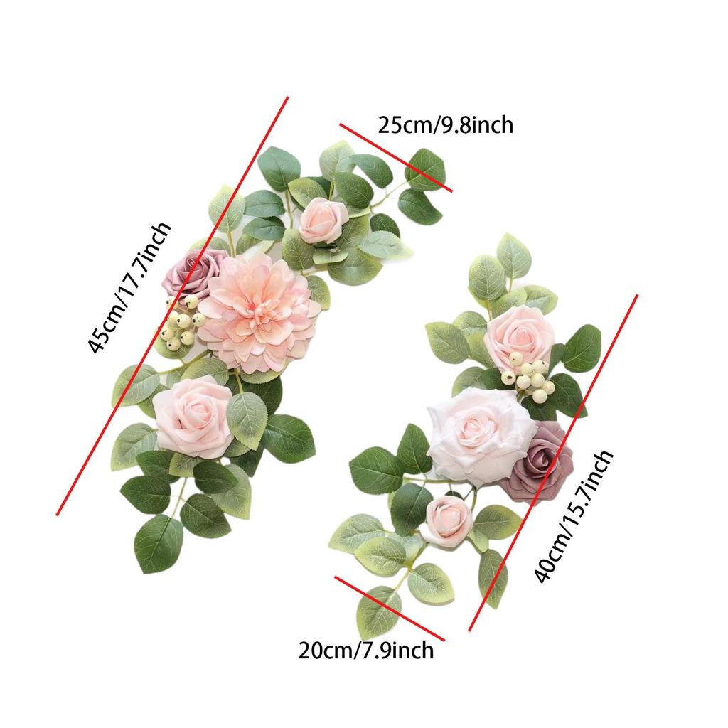 2x Wedding Arch Flowers Welcome Sign Decorations Rustic Green Leaves Artificial Flowers for Birthday Anniversary Ceremony