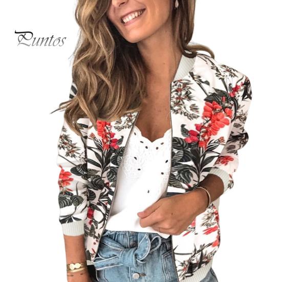 

Осенне-весеннее женское пальто с цветочным принтом, кардиган на молнии с длинными рукавами, эластичными манжетами и воротником-стойкой, повседневная куртка для поездок на работу L