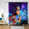 Afro Black Girl Sexy Women African American Queen Magic Starry Night Moon Goddess Shower Curtain Bathroom Decor