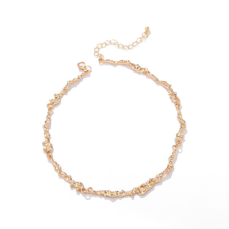 European and American irregular lava metal wind necklace femininity versatile exaggerated design earrings bracelet set