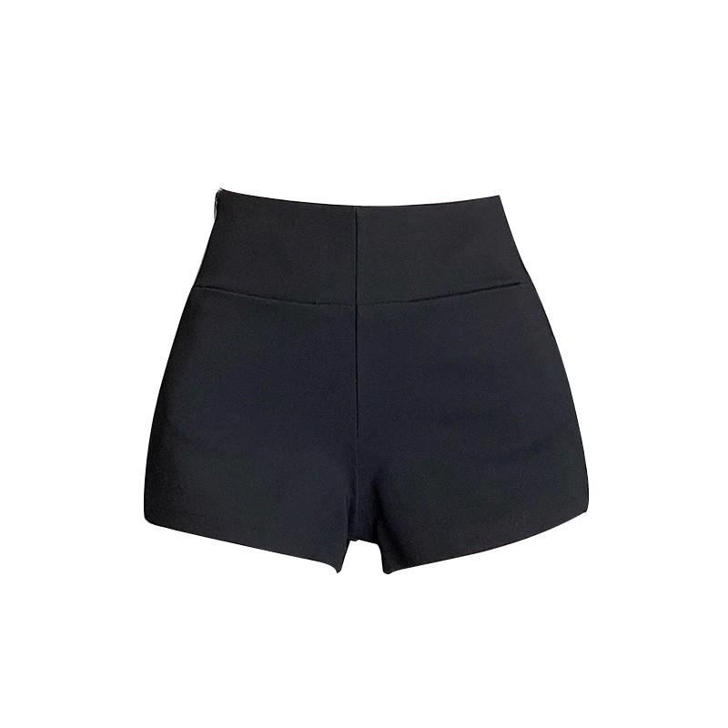 2024 Women's High Waist Black A-Line Summer Shorts - Slimming, Plus Size Options, Casual Fit
