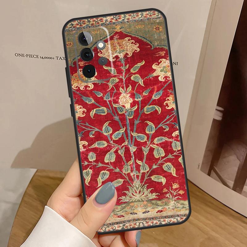 Persian Carpet Floral Pattern Case For Samsung Galaxy A55 A35 A15 A54 A34 A14 A33 A53 A13 A23 A17 A06 A16 A56 A36 A32 A52