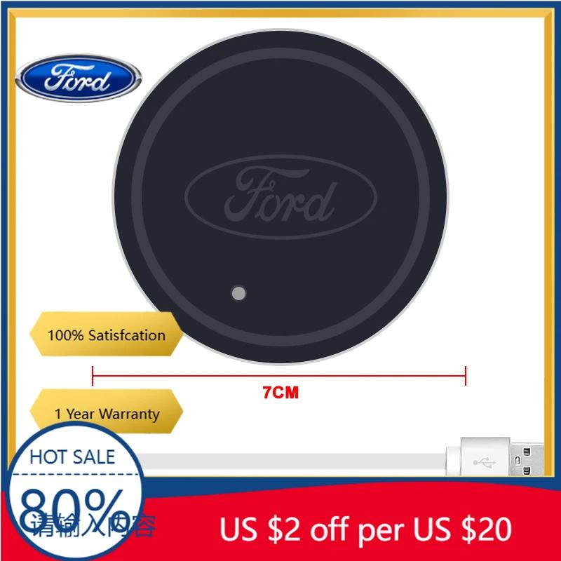 Autoaufkleber 2026 Für Ford 2 Stück Auto 7 Farben Untersetzer Farbe Ambientebeleuchtung Auto Getränkehalter Leuchtender Untersetzer Matte Für Ford Monde