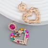 Pinkdudu Fashion 3 Color Rhinestone Heart Drop Earrings Romantic Luxury Multicolor Zircon Love Earring for Women Jewelry PD1323