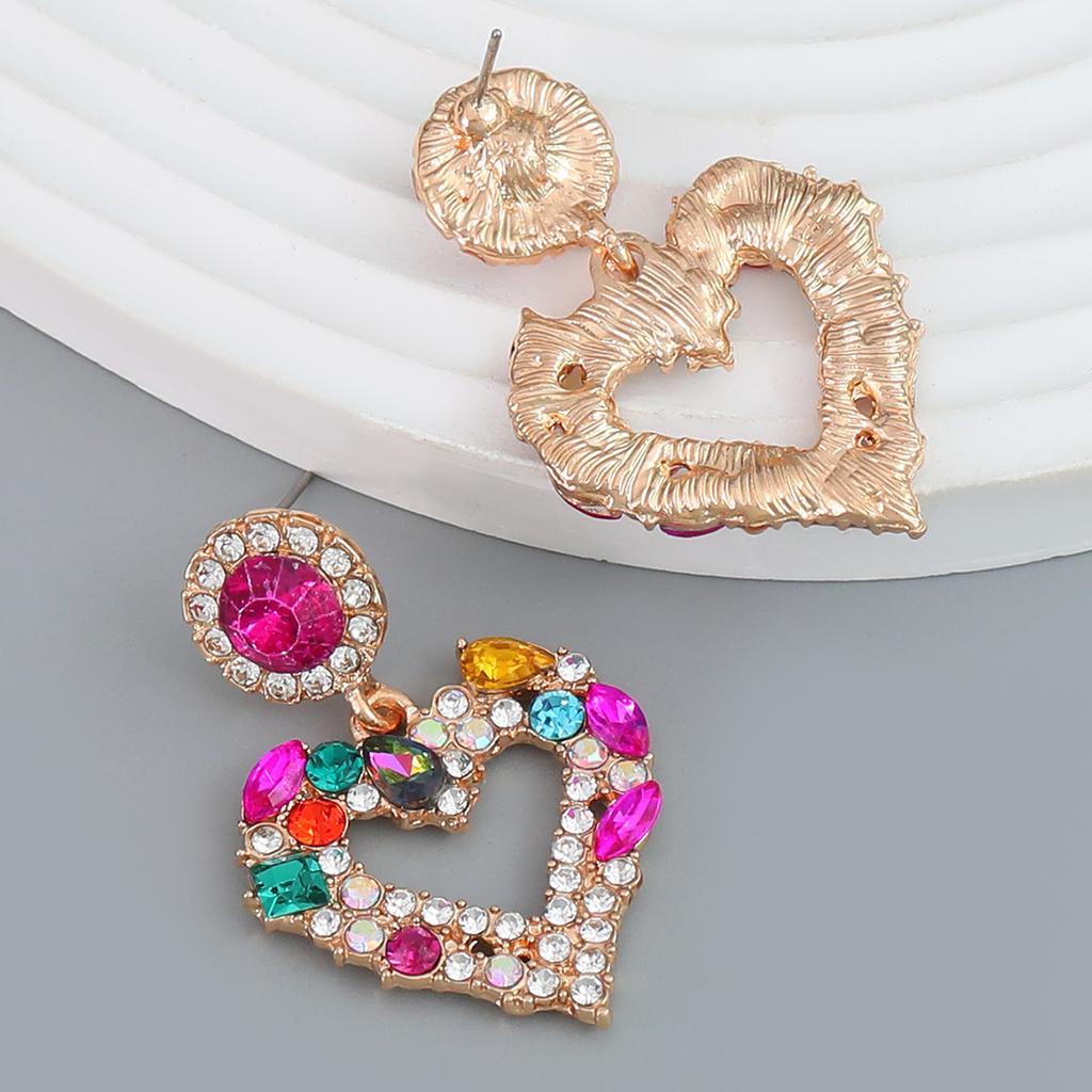 Pinkdudu Fashion 3 Color Rhinestone Heart Drop Earrings Romantic Luxury Multicolor Zircon Love Earring for Women Jewelry PD1323