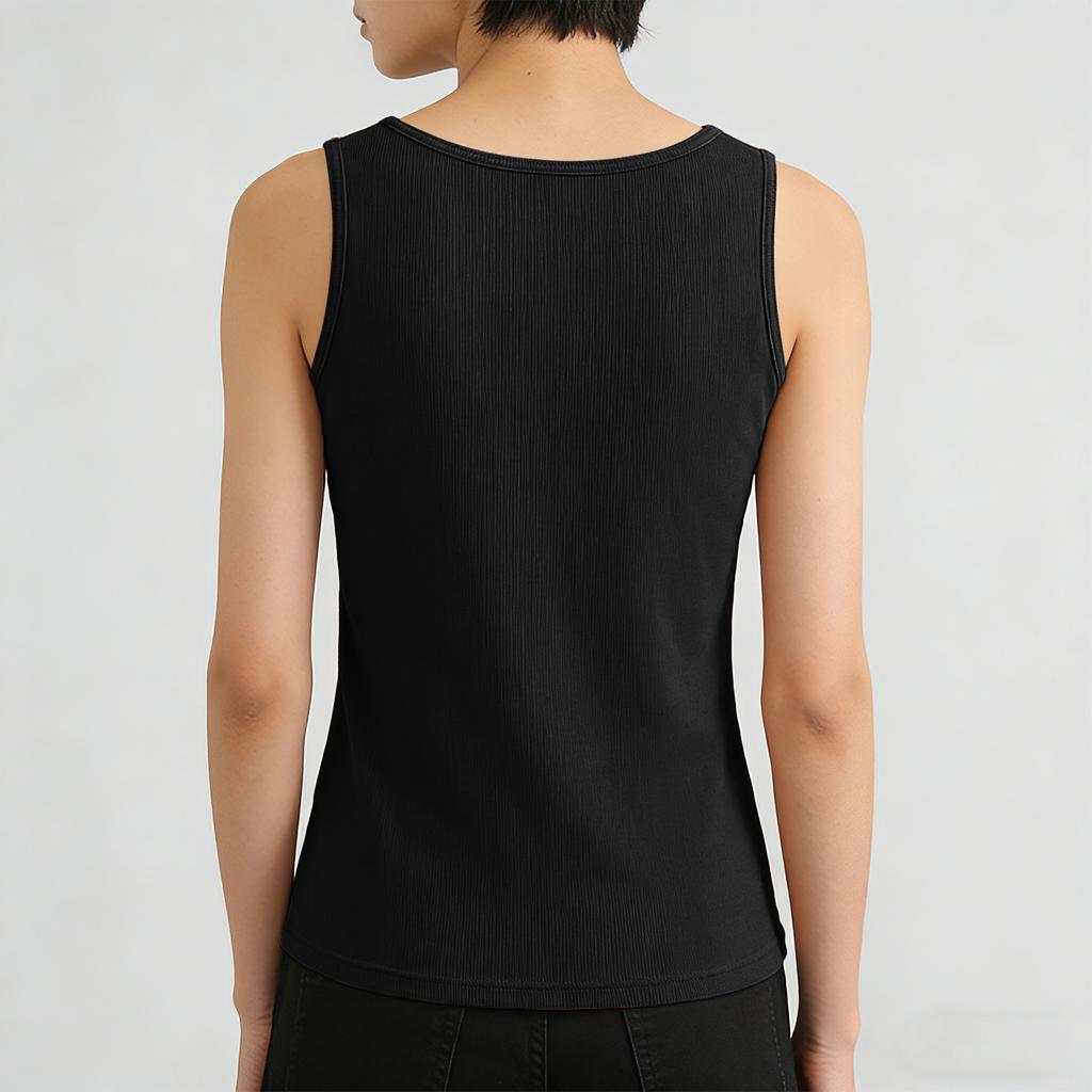 Sleeveless Ribbed Knit Tank Top for Women Lightweight Crew Neck Basic Solid Fitted Casual Shirt