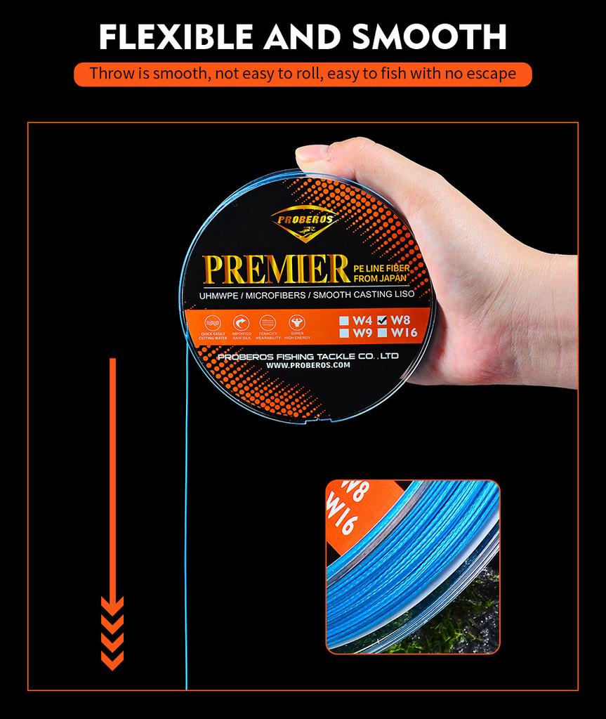 8-piece 100 Meter Dalima PE Fishing Line, 5-color PE Line, 3.0 # -13 # Woven PE Fishing Line