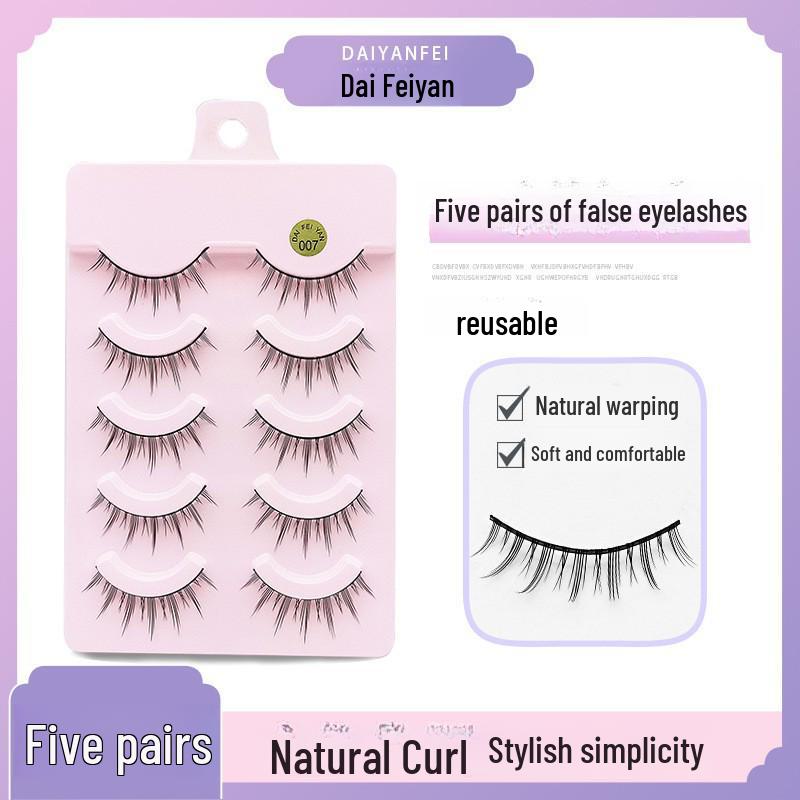 Cartoon Barbie Beginner False Eyelashes - Natural Thick 5 Pairs