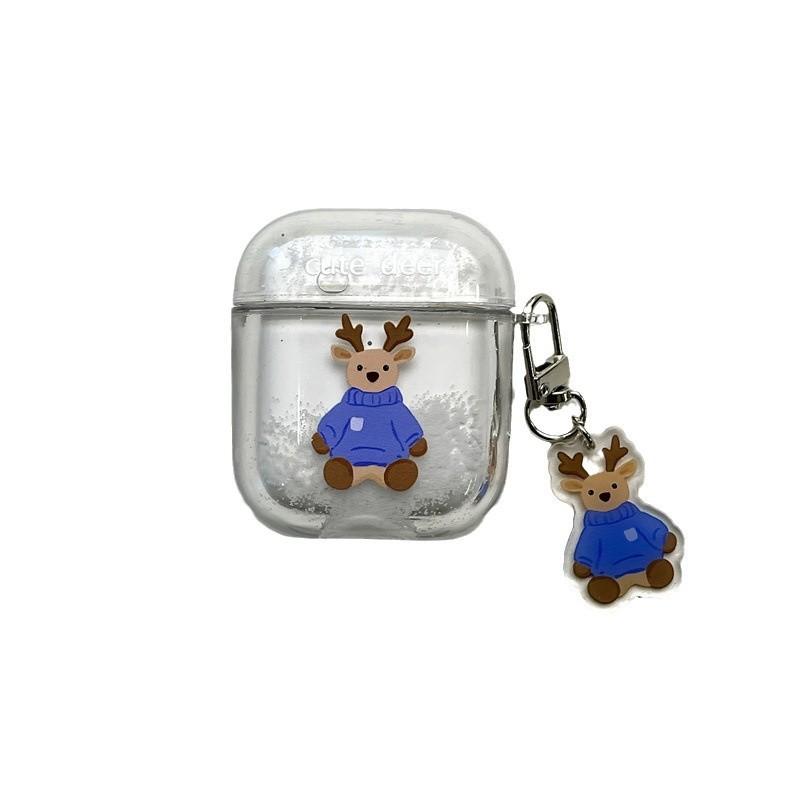 Quicksand Shell Cute Penguin Snowman for AirPods 1 /1 Earphone Protective Case Cover 1pro Three Generations of Creative Personality