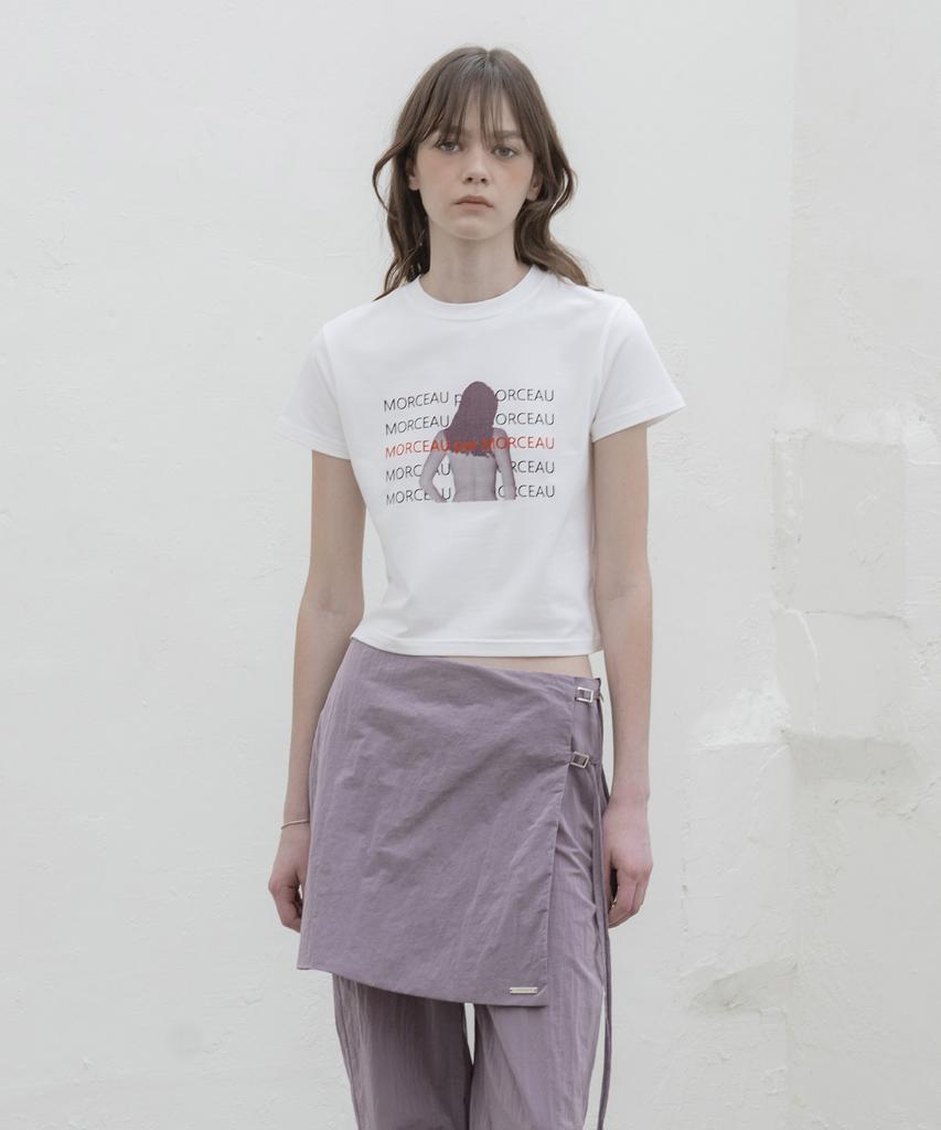 Mosyupamosyu Moshi Girl Crop Short Sleeve T-Shirt [White]