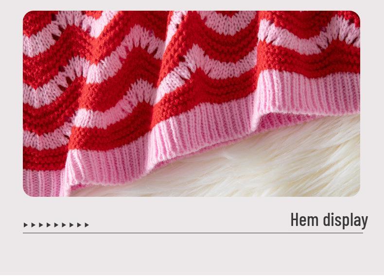 European Wave Stripe Round Neck Sweater – Women's Casual Long Sleeve Knitwear for Autumn & Winter.
