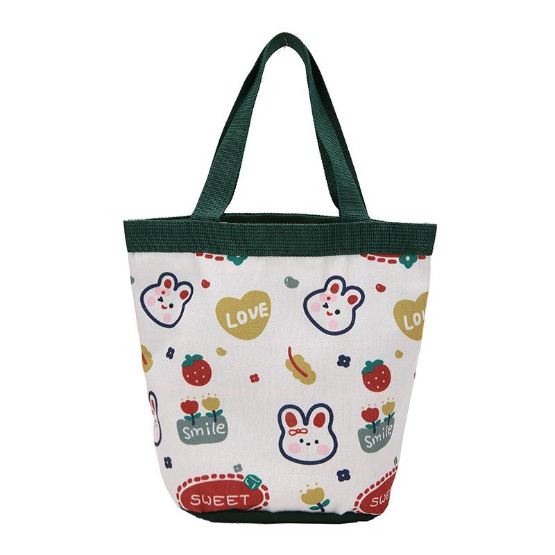 Cartoon Cute Bunny Canvas Bag, New Fashionable Versatile Bucket Bag Literary Girl Handbag