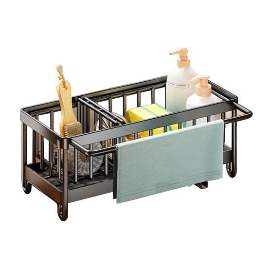 Küchenspülbecken Organizer Aufbewahrungsregal mit abnehmbarer Abtropfschale Leicht zugänglich Multifunktionales Handtuch