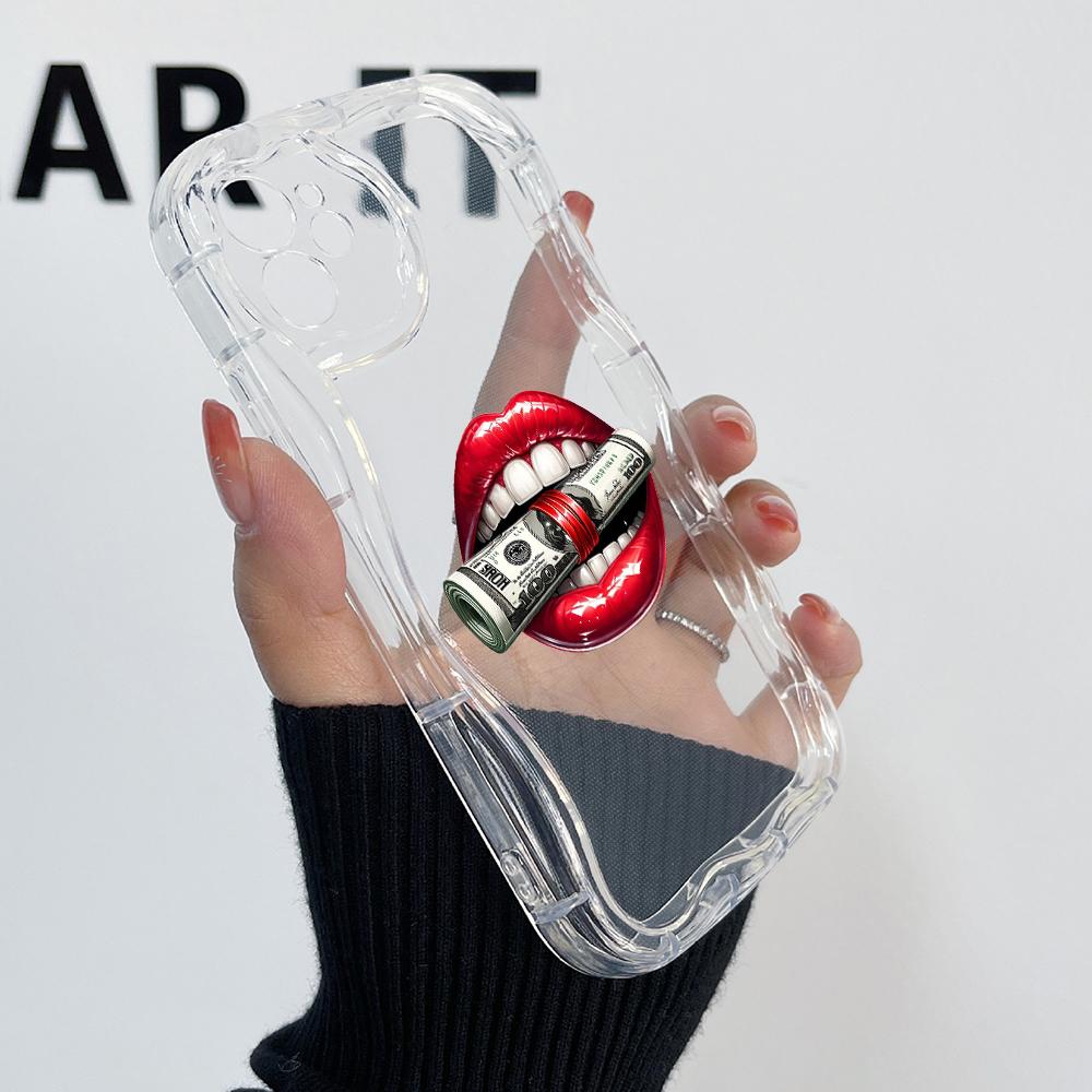 LZ21 Lips kiss design art Clear Soft Wave Phone Cases for Samsung S24 S23 Ultra S20 FE A54 A14 A52s A51 S10 Huawei Honor 90 Protection Back Cover