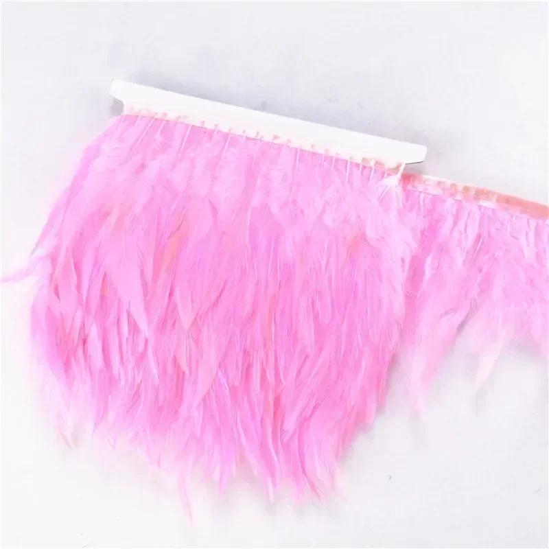 10Meters Saddle Pheasant Feathers Fringe for Clothes Ribbon Cock Feather Trim Flecos Tassel Needlework Decoration Sewing Decor