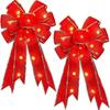 Decorative LED Lighted Ribbon Bow Set for Indoor Outdoor Holiday Party Event Gift Wrapping Door Wall Tree Ornament Home Use