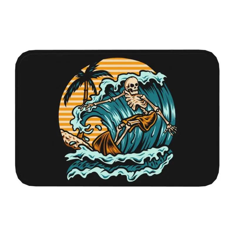 Retro Surfing Front Door Mat Anti-Slip Outdoor Absorbent Summer Beach Surfer Doormat Kitchen Balcony Entrance Rug Carpet
