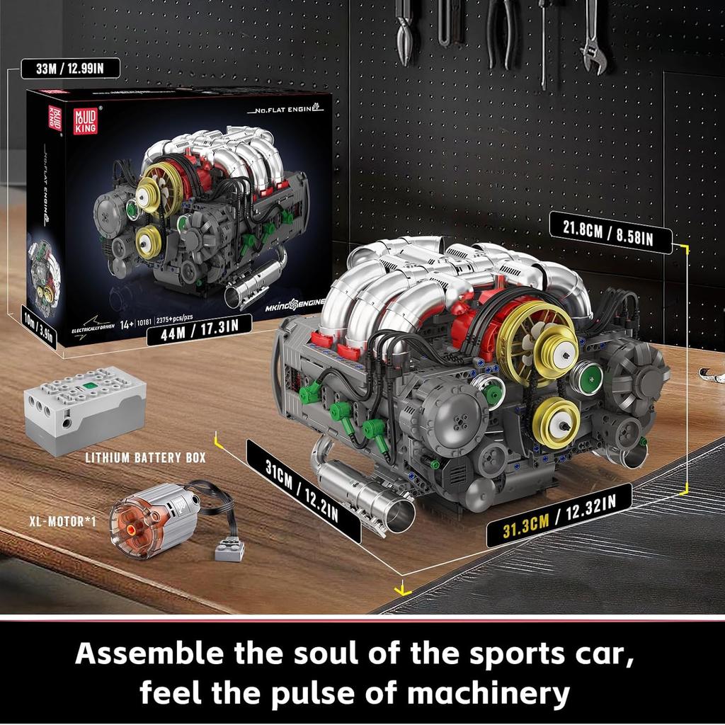 MOULD KING 10181 Technische Auto Spielzeuge Der Motorisierte Flachmotor Baustein Zusammenbau Auto Motor Ziegelmodell Kinder Weihnachtsgeschenk