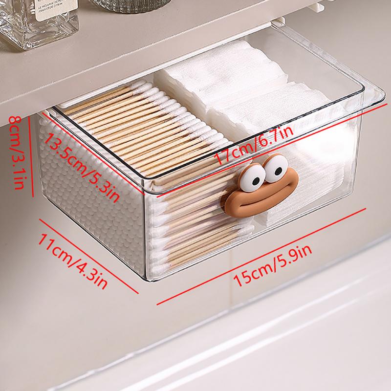 Schubladenstil Große Aufbewahrungsbox Schrank Transparentes Großmaul Cartoon Wattestäbchen Make-up-Baumwolle Badezimmer Ausziehbarer Aufbewahrungsregal