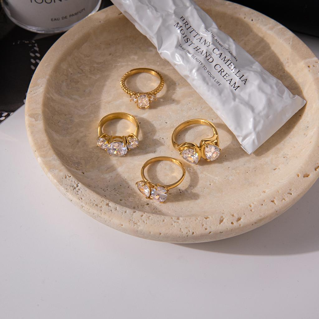 Yori White Colorful Shiny Cubic Zirconium Metal Geometric Creative Ring Women Daily Fashion Jewelry Accessories Gift