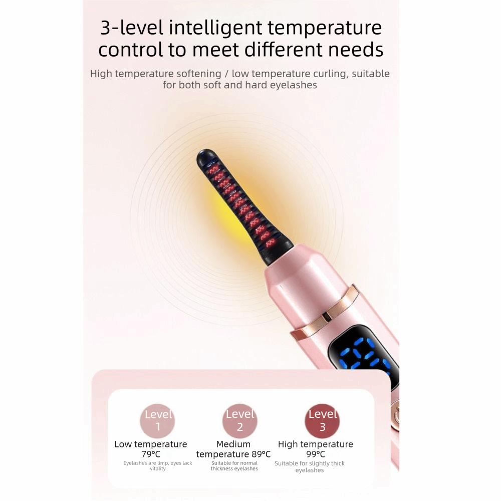 Long-Lasting Styling Heated Eyelash Clip LED Screen Portable Eyelash Curling Device For Women