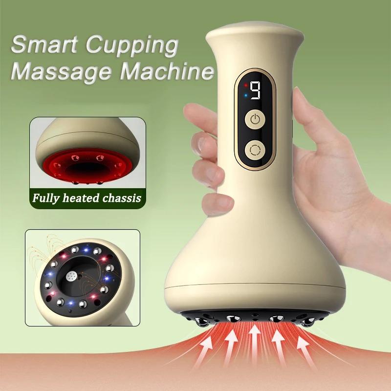 Smart Cupping Massage Machine 9 Levels Vacuum Suction Cup Chinese Meridian Cans Red Light Heating Jars Body Cellulite Scraping