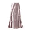 Women's Summer Chinese Style Three Dimensional Flower Long Half Length Skirt with Satin Surface To Look Thin Half Length Skirt