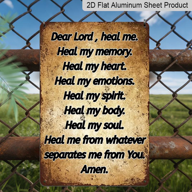 2D Flat, Decorative Sign Vintage  Dear Lord  Rustic Aluminum Wall Art Sign- Inspirational Religious Prayer Plaque Home, Office, Church, Kitchen 20*30cm