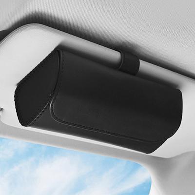 PU Leather Car Visor Sunglasses Case Clip Hanger Magnetic Fastener Sunglasses Holder Eyeglasses Storage Car Interior Accessories