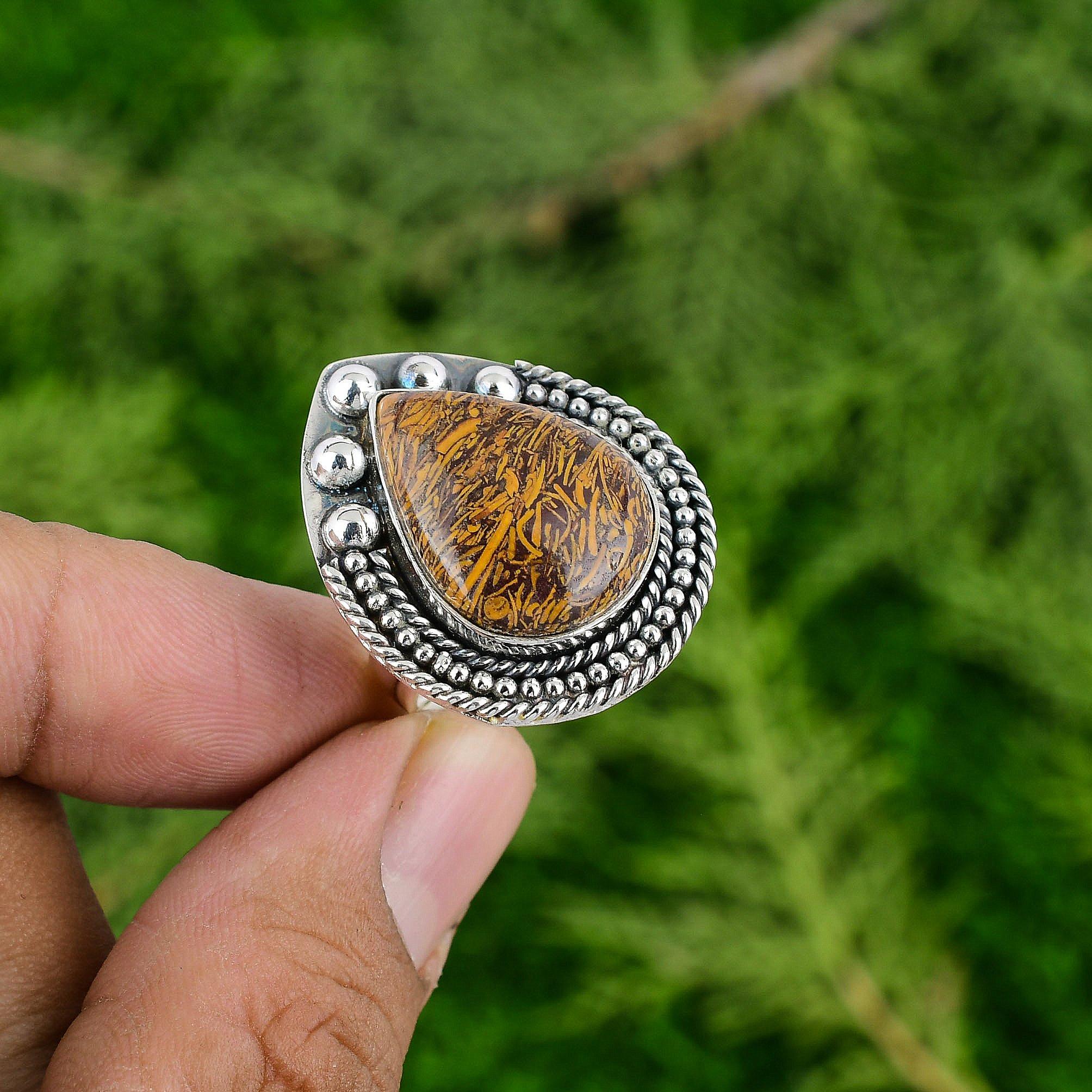 

Thanks Giving Day Sale 925 Sterling Silver Mariam Jasper Gemstone Stackable Ring Adjustable