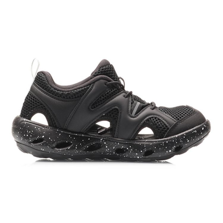 Li Ning Youth  Childrens Sports Lifestyle Series Fun Childhood Comfortable Versatile Sandals Kids Sandals Black YKUQ008-1