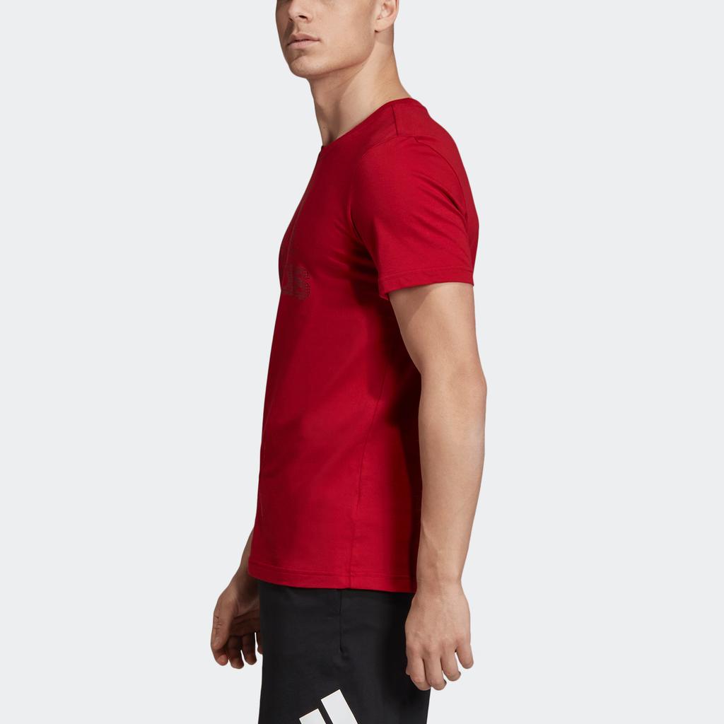 Adidas Letter Comfortable Versatile Sports Crew Neck Short Sleeve T-Shirt Men Tops Deep-Red ED7276