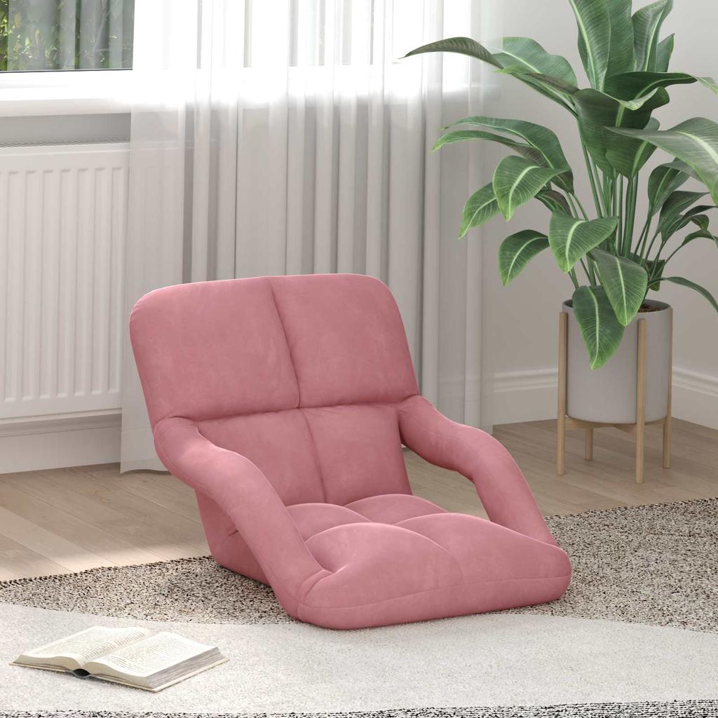 Adjustable Floor Chair Pink Velvet
