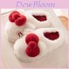 Indoor Plush Cotton Slippers For Women With Bow Decoration For Home Comfort