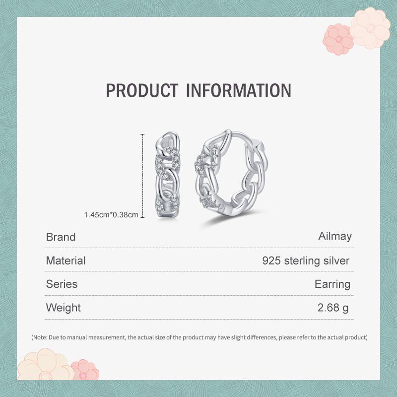 Ailmay 100% Real 925 Sterling Silver Luxury Zirconia Circle Hoop Earrings For Women Wedding Engagement Fine Female Jewelry