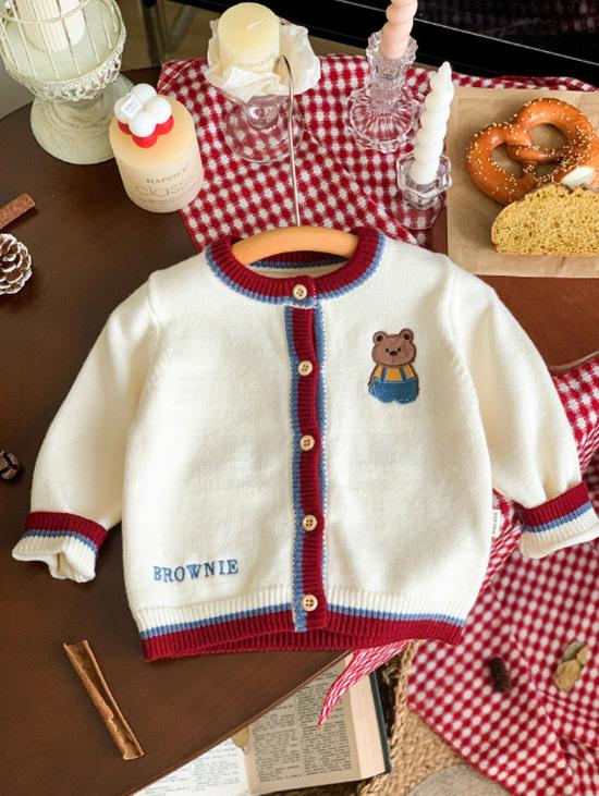 Осенне-зимний семейный преппи полосатый ромпер и свитер с мишкой для младенцев, малышей и родителей Kids 150