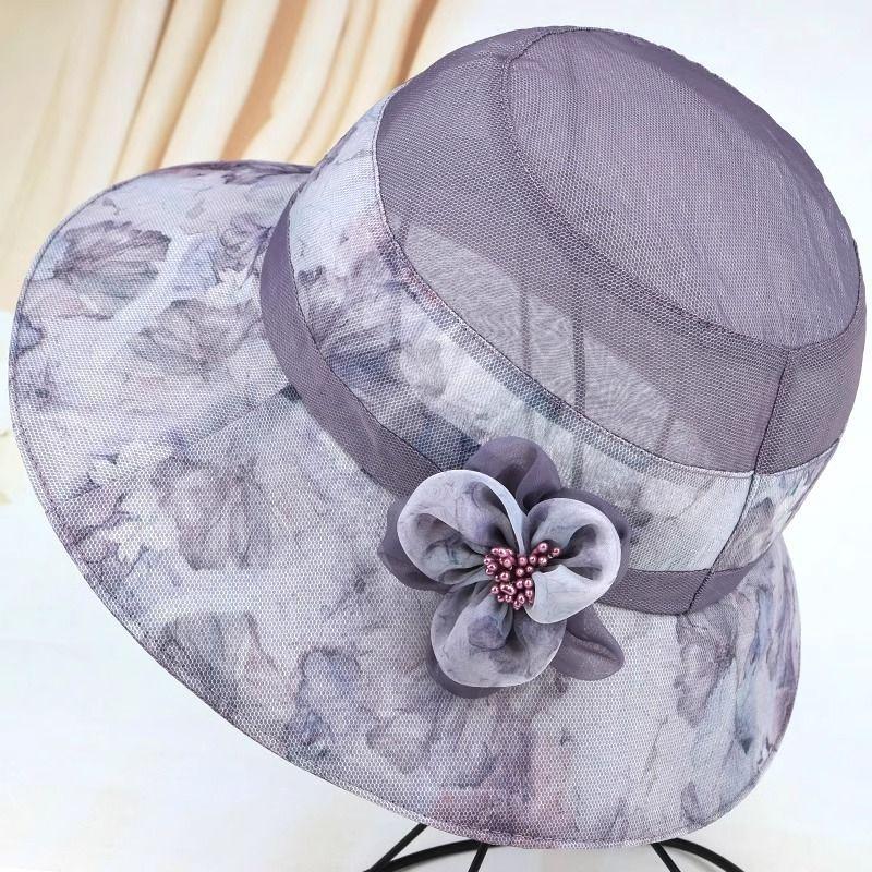 Summer Large-brimmed Sun Hat, Ladies Mother Sun Hat, Summer Thin Section Grandmother Sunscreen Basin Hat Middle-aged and Elderly Hat