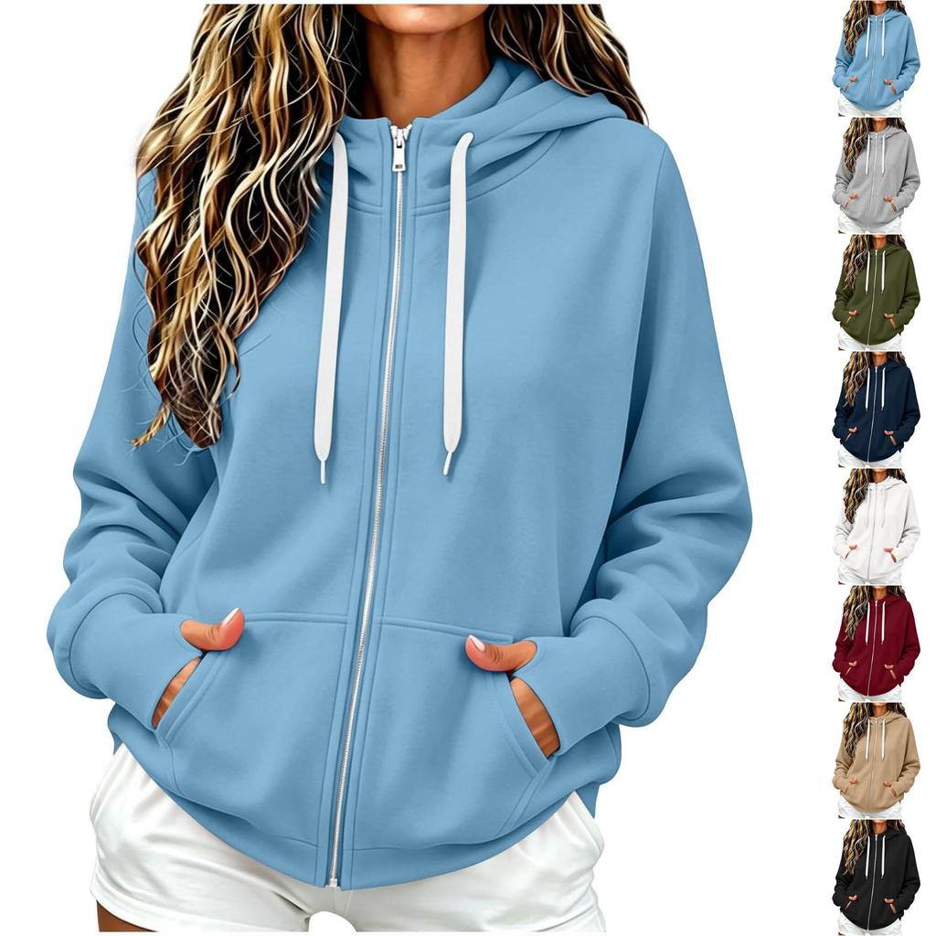 Women's Casual Zip Up Hoodie Sweatshirt with Pockets for Everyday Wear
