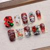 Handmade Christmas Almond False Nail Tips - High-End Whitening Short Manicure