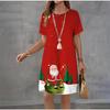 Summer Fashion Christmas Collection 3D Printed Casual Vacation Mini Short Sleeved T-shirt Dress Soft Comfortable Loose Plus Size Women's Party Dress