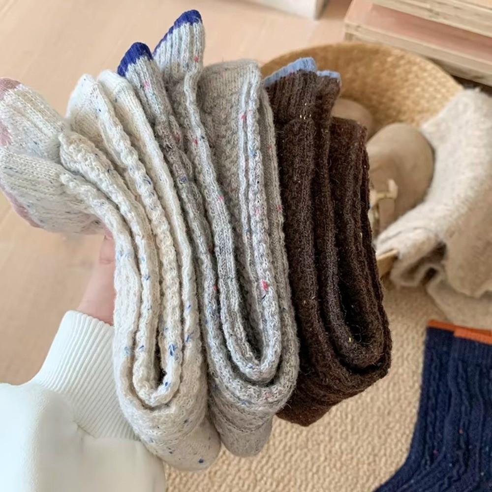 Twist Knit Pattern Cable Knit Socks Retro Middle Tube Socks New Women's Socks Autumn Winter
