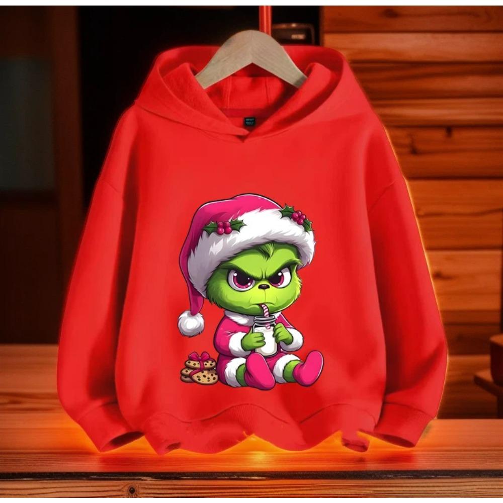 Kids Hooded Sweatshirt Long Sleeve Pullover Top, Soft Fabric, Cute Cartoon Girl Heart Letter Print, Loose Casual Outfit for Kids Autumn Daily Wear