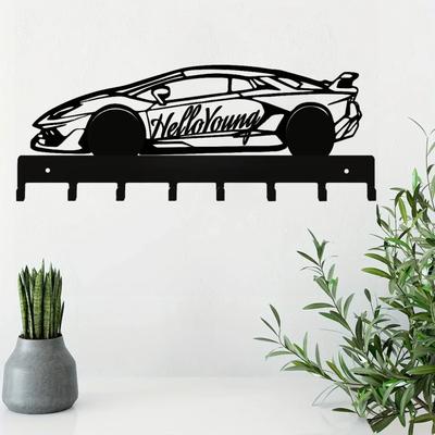 1 pièce de décoration de voiture de course, porte-clés en métal, support mural, crochet, accessoires décoratifs de modélisation artistique, support mural, crochet, porte-clés