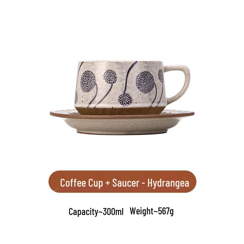 Tibourg Retro Latte Art Ceramic Coffee Cup & Saucer Set