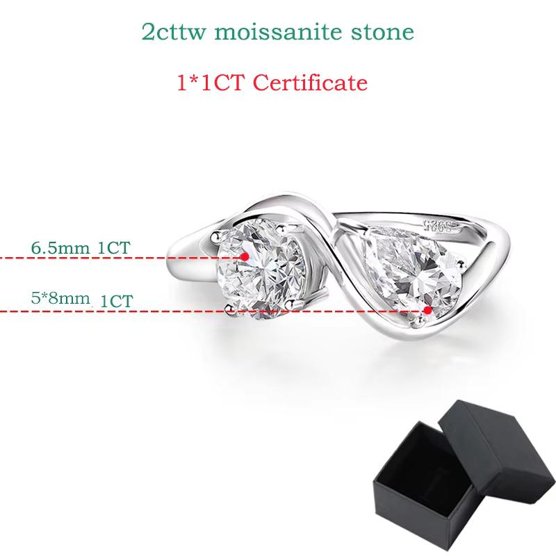Smyoue 2cttw Certified Moissanite Rings for Women Brilliant Bride Wedding Jewelry 100% 925  Silver Band Plated 18K Gold