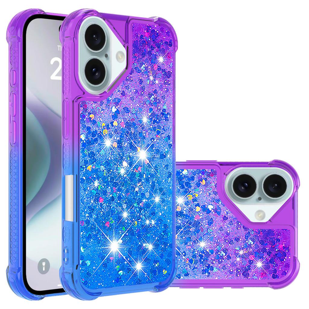 Applicable to iPhone16E two-color mobile phone case Samsung A56 four corners anti-drop gradual change color quicksand case Redmi Note14