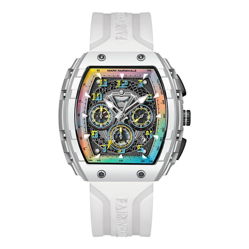 Mark Fairwhale 5001 New Trend Mens Watch Tonneau Dial Chronograph Calendar Luminous Waterproof Quartz Watch for Men Reloj Hombre