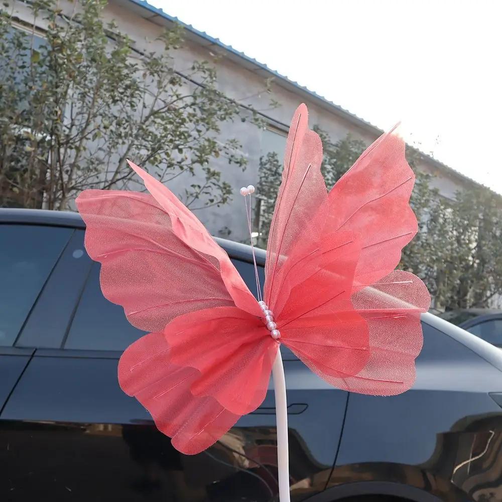 50cm Sztuczny Motyl Gigantyczna Jedwabna Organza Sztuczny Motyl Dekoracja Zewnętrzna Świąteczna Wystawa Trójwymiarowy Motyl