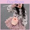 Trendy Plush Pearl Rose Flower Crossbody Bag For Kids And Parents In Khaki Pink And White